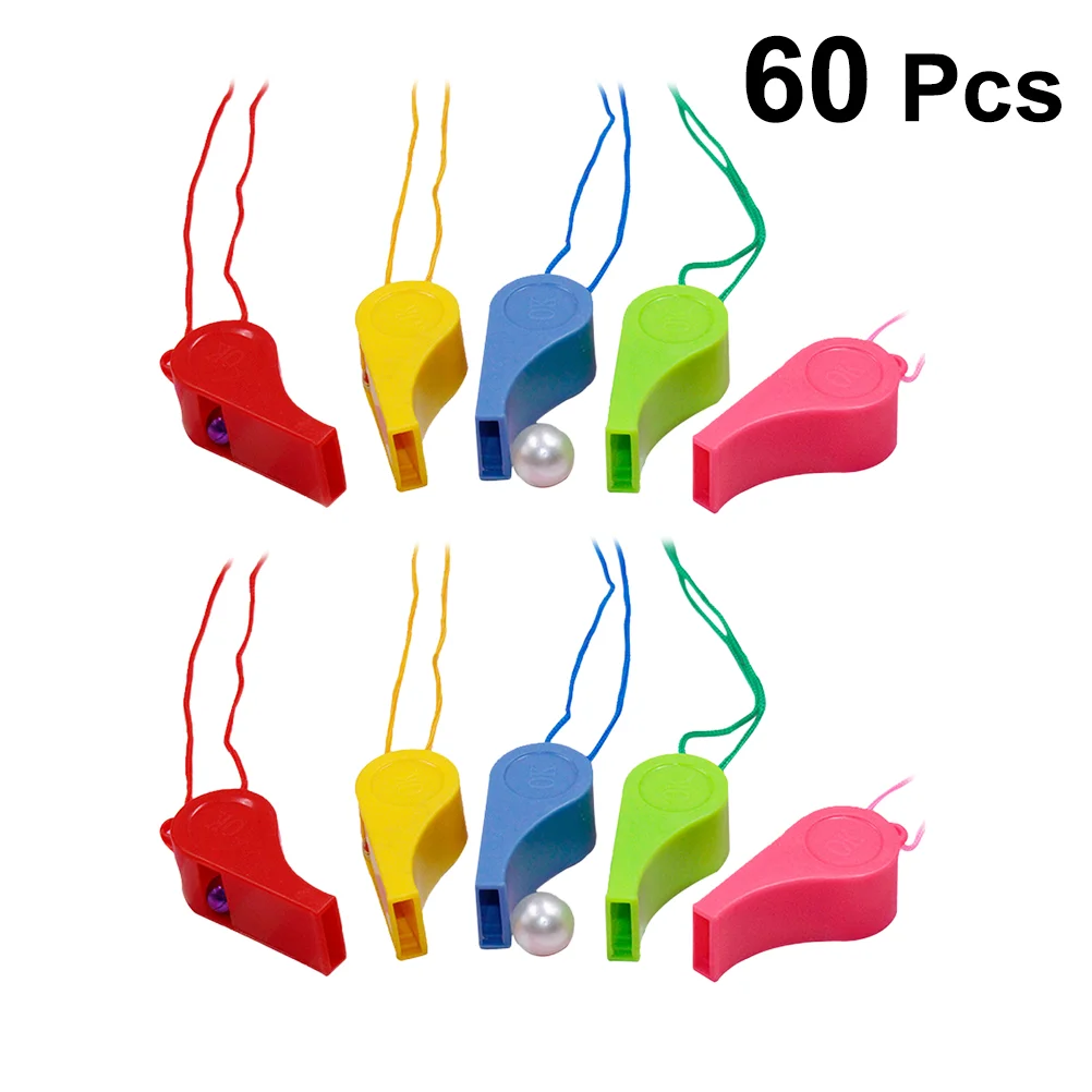 

60pcs Colorful Plastic Whistles Referee Whistles Cheering Whistles Kids Toy for Sports Gym (Random Color)