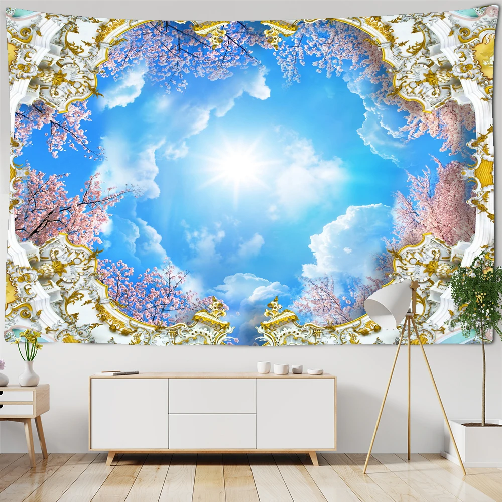 

Европейская Настенная роспись с голубым небом искусство стены Большой Настенный Гобелен спальня психоделическая сцена искусство домашний...