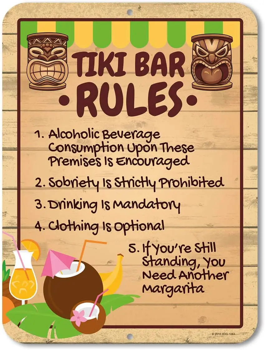 

wall decor vintage Honey Dew Gifts Tiki Bar Rules Novelty Bar Decor and Signage home decoration wall metal decor