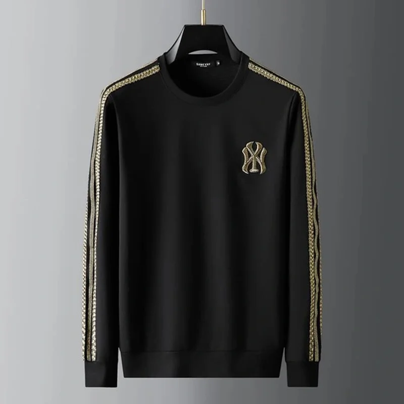 

high-end embroidery European stitched round neck sweater men's autumn and winter new fashion casual sports Pullover men's wear