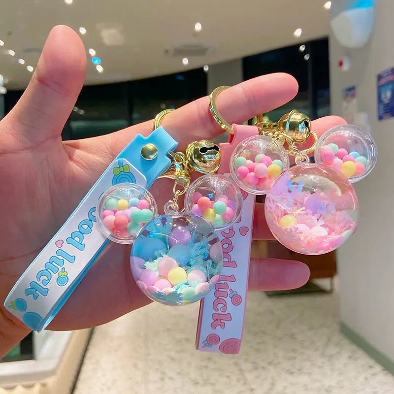 

Брелок Disney Микки Маус Аниме Kawaii Микки голова брелок модный Мультфильм Креативный зыбучий песок брелок для подарка на день рождения
