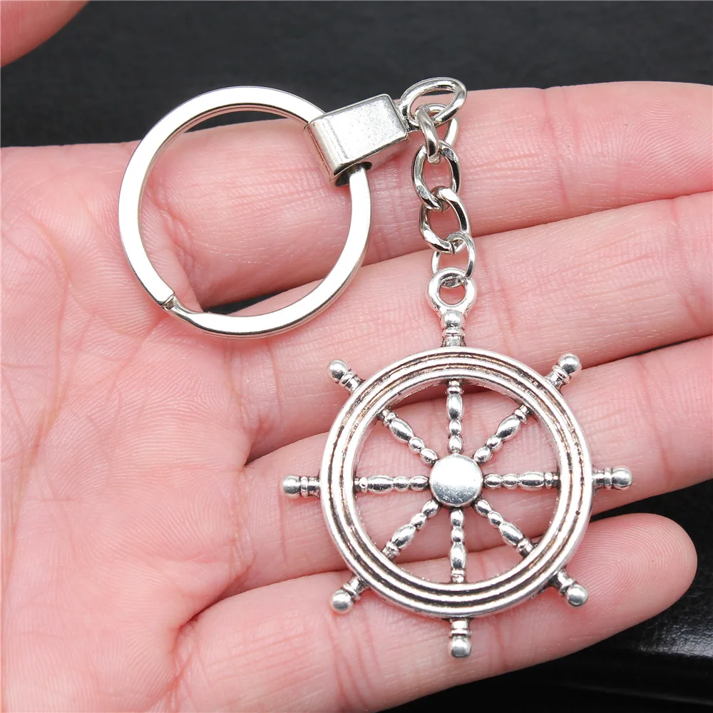 

Keychain Gift 2 Colors 45x40mm Rudder Pendant Keychain Holder Vintage Keyring JewelryDropshipping