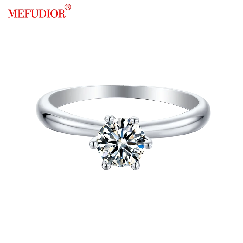 

Simple 6 Claw 925 Silver 100% Real 0.5CT Brilliant Cut Moissanite Lady's Ring Wedding Engagement Ring Exquisite Jewelry M09B