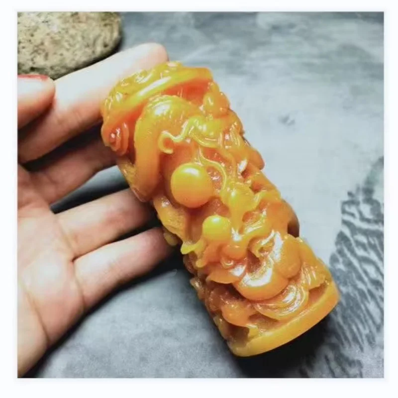 

Антикварная нефритовая статуя Хуанлун с пейзажным узором