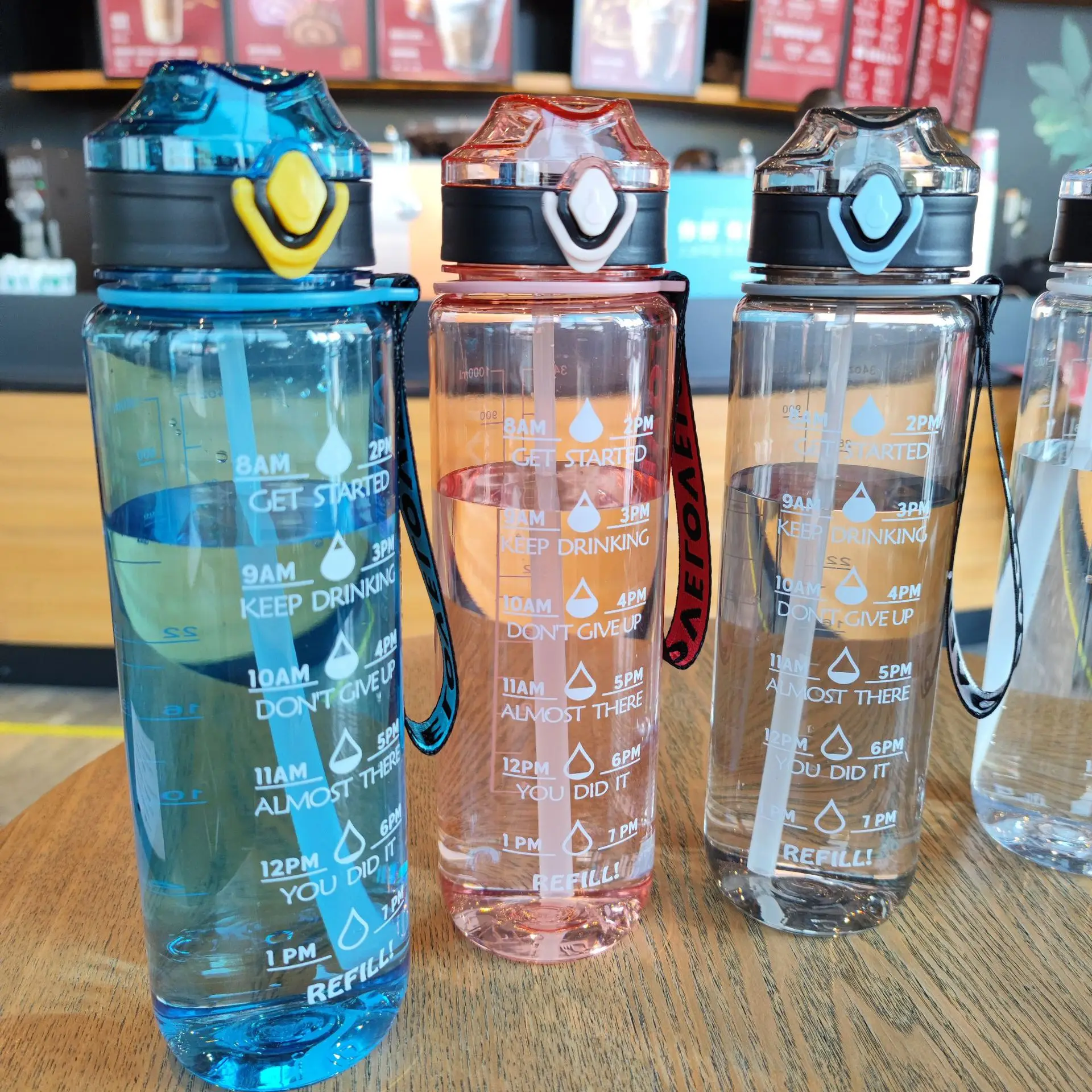 Summer Tasted Water Mass Fitness Plastic Cup Duckbill Sippy Cups With Rope Lock Cup Garrafa De Agua 1 Litro Sports Water Bottle