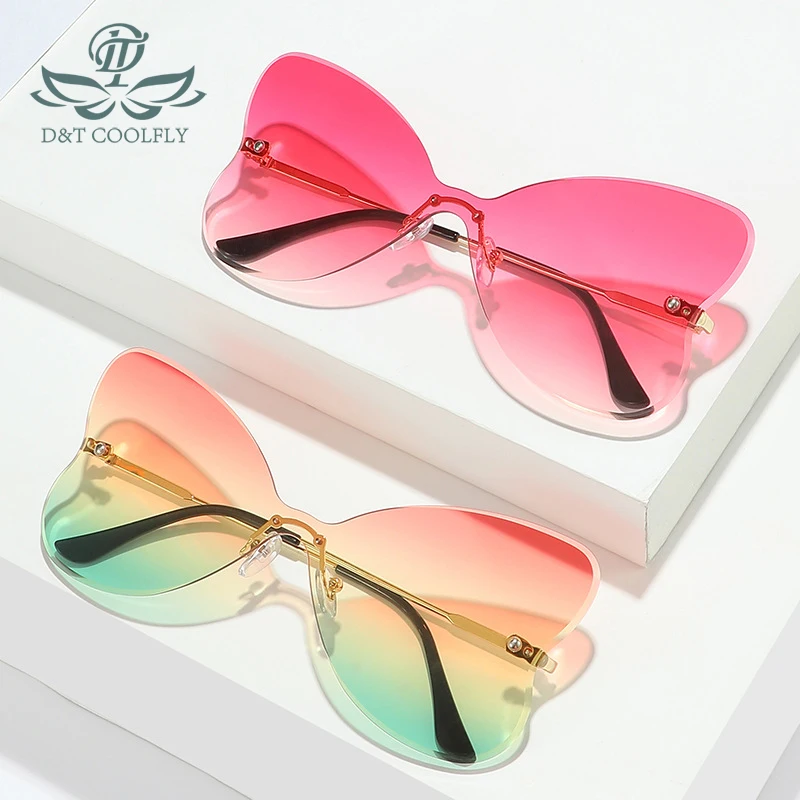 

D & T 2023 новые модные солнечные очки с бабочками женские цветные градиентные линзы сплав металлическая оправа Роскошные качественные трендовые очки UV400