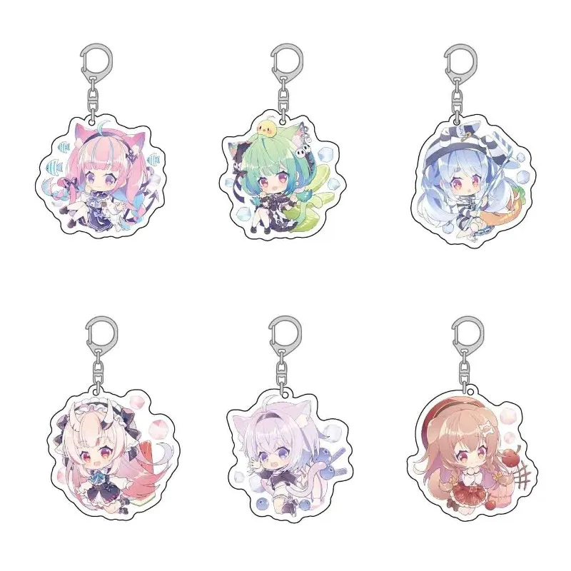 

6CM Hololive Vtuber Anime Figures Cosplay Cute Acrylic Double-Sided Keychains Exquisite Kawaii Bag Pendant Keyrings Fans Gift