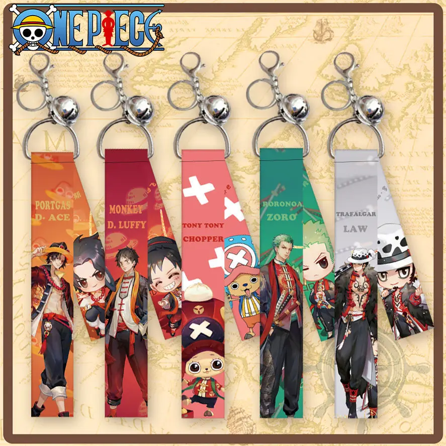 

One Piece Anime Peripheral Knitted Belt Luffy Chopper Zoro Ace Keychain Bag Pendant Rope