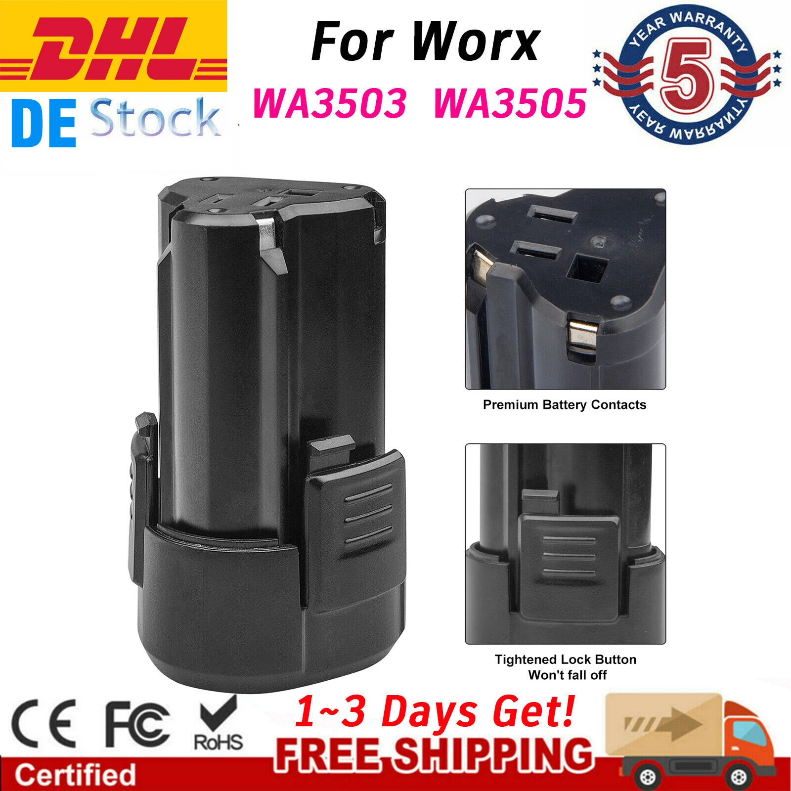 Литий-ионный аккумулятор 12 В для Worx WA3503 WA3504 WA3505 3,0 Ач, сменный оригинальный аккумулятор Литий-ионный аккумулятор 12 В для Worx WA3503 WA3504 WA3505 3,0 Ач, сменный оригинальный аккумулятор