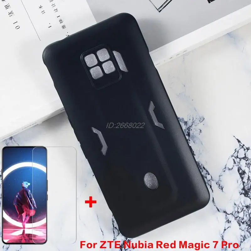 

Soft Black TPU Phone Case For Capa ZTE Nubia Red Magic 7 NX679J Cover Tempered Glass for ZTE Nubia Red Magic 7 Pro NX709J Vidrio