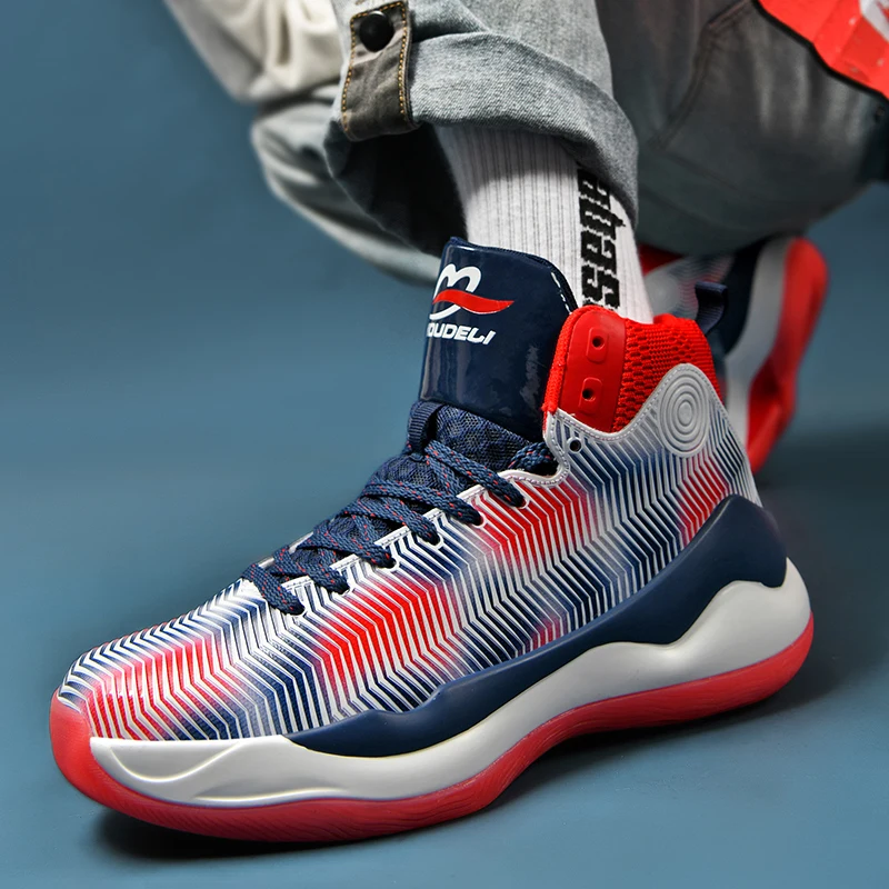 

Баскетбольные кроссовки для мальчиков, высокие кроссовки для мужчин, противоскользящие баскетбольные кроссовки, Женская качественная Ули...