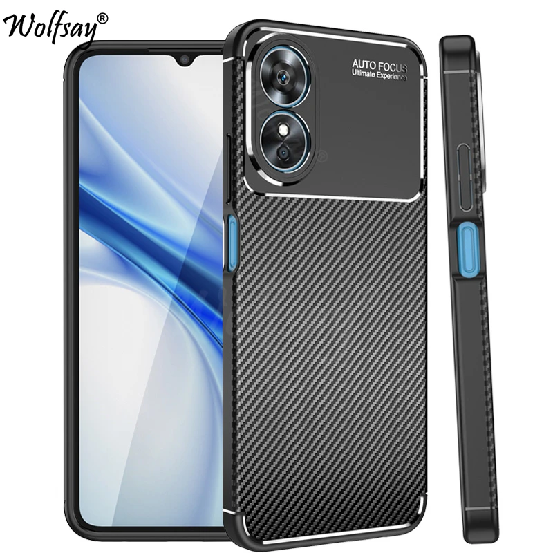 

Противоударный силиконовый чехол из углеродного волокна для Oppo A17, чехол для Oppo A17, A57, A77, A16S, A54S, A74, A94