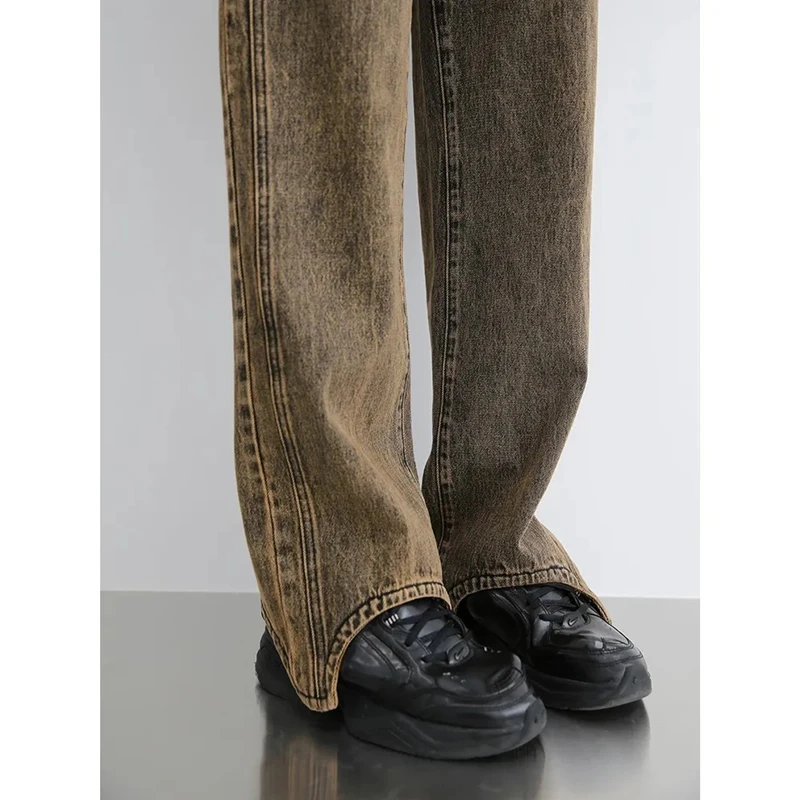 Womans Jeans Brown Summer High Waist Denim Trouser Baggy Streetwear Arc Design Ladies Vintage Wide Leg Straight Loose Jean Pants