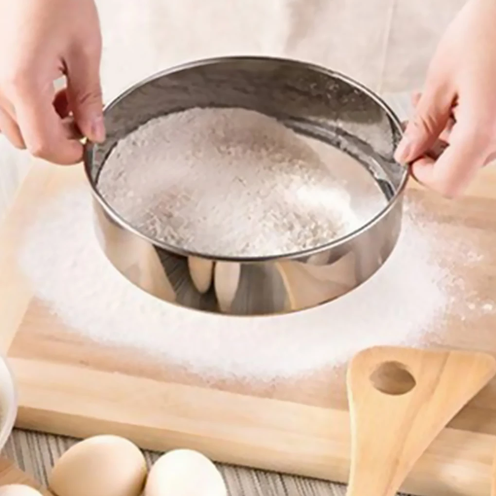 

Super Fine Round Flour Sugar Powder Sieve Colander Stainless Steel Flour Sieve Baking Tool Kitchen Tools