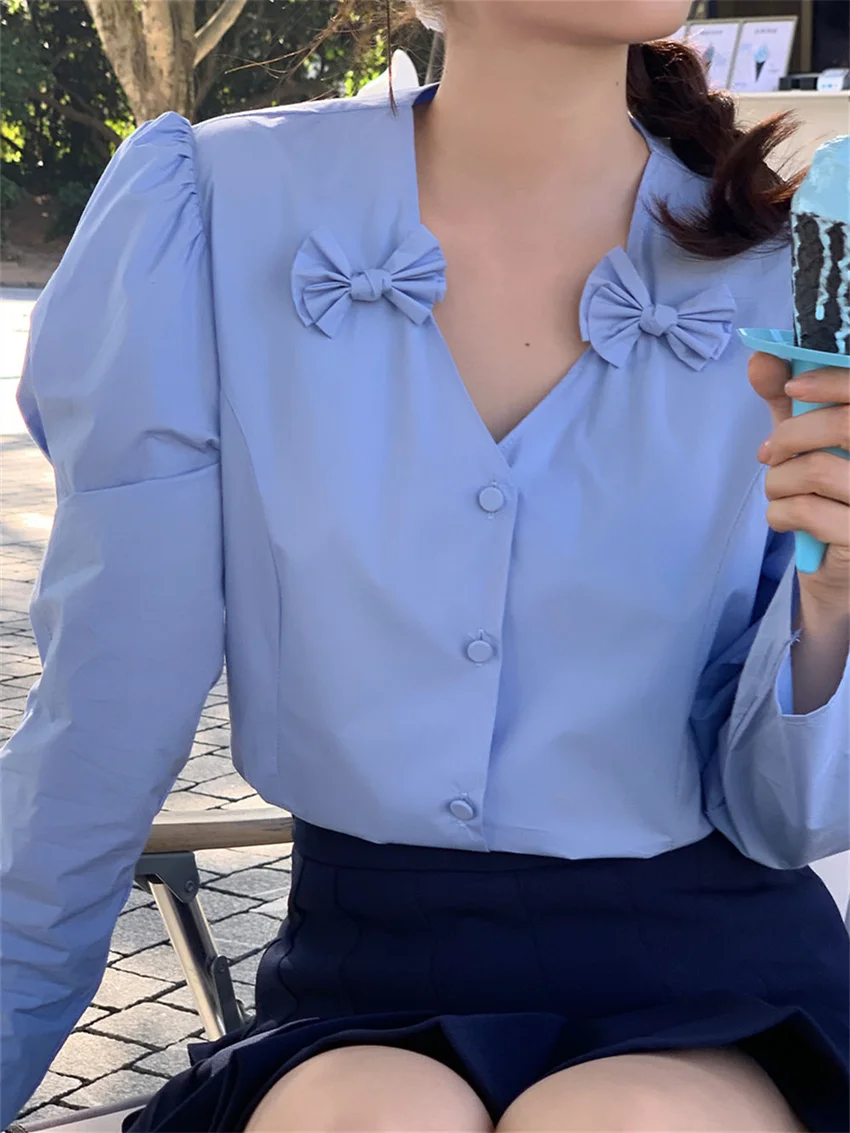 Рубашка Alien Kitty Женская с V-образным вырезом стильная Элегантная сорочка в