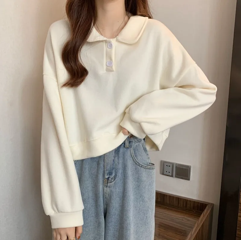 

Short Hoodies Women Long Sleeve Top Short Style Tops Hoodie Young Girl Cute Hooded Pullover Fashion Sweatshirt Clothes