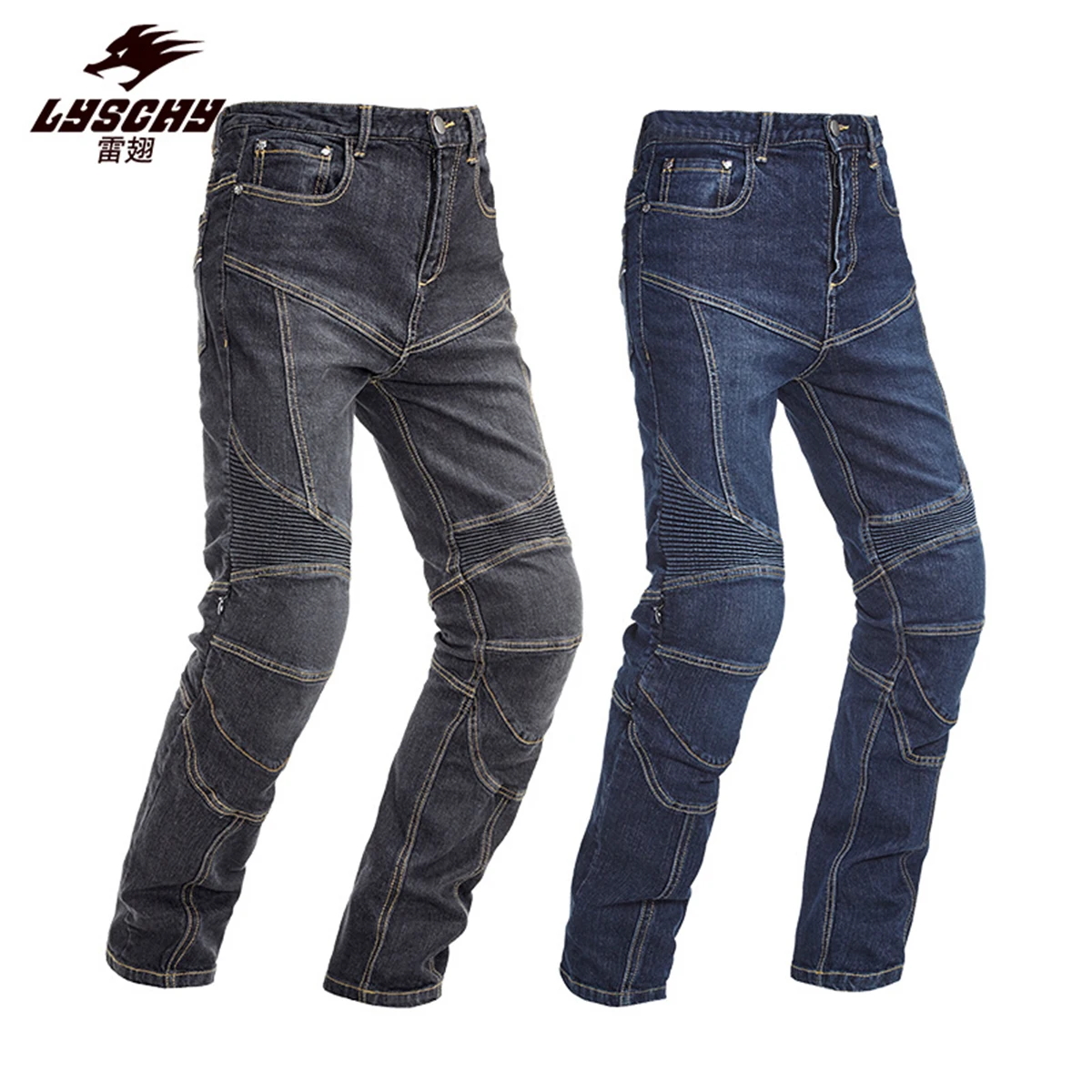 LYSCHY Motorcycle Pants Trousers Mens Riding Jeans Biker Offroad Cycling Protection Pantalon Rider Racing