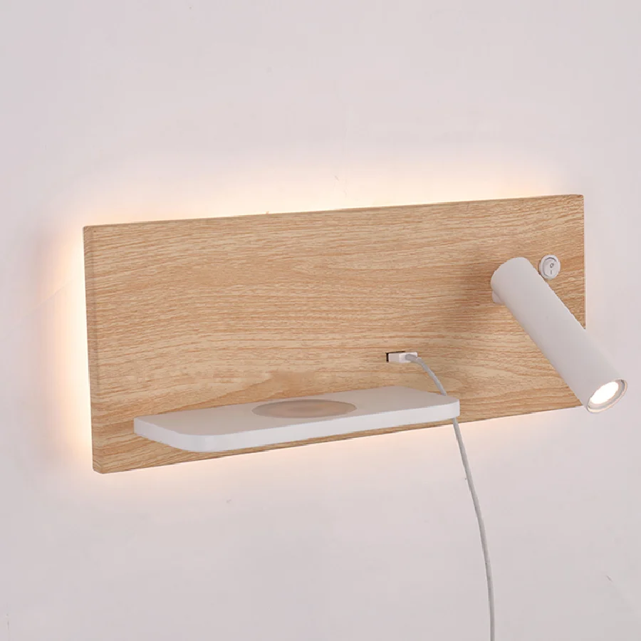 

ZEROUNO Reading Book Lamp Wall Light Home Hotel Bedroom Wireless Charger Board USB Charger Outlet Dual Switch Led Light Fixtures