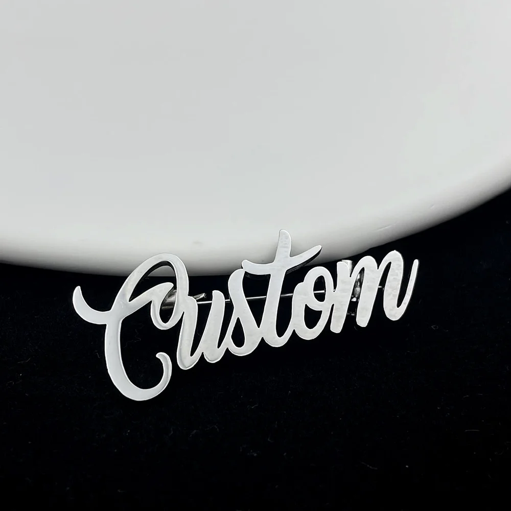 

Fashion Jewelry High Quality Custom Name For Men Women Brooch Pin Customizable Badges Jewelry Lapel Pins Stainless Steel Brooche