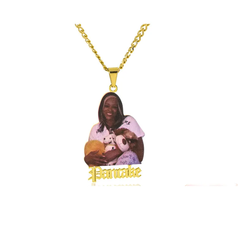 Hiphop Styles 925 Sterling Silver Personalize Photo Necklace With Name Portrait Picture Fathers Day Family Gifts Jewelry