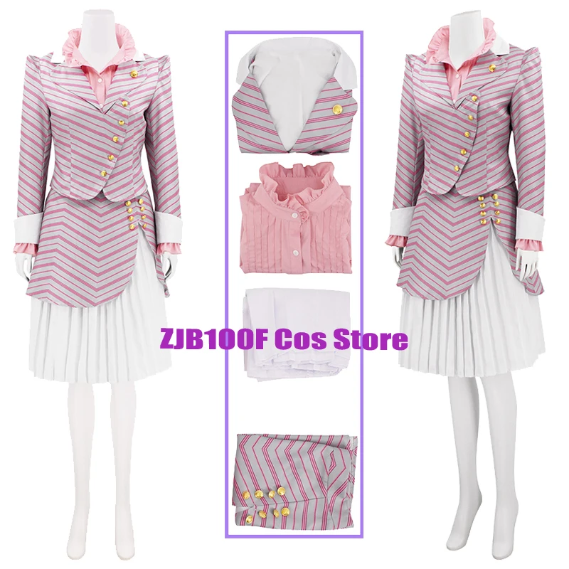 Костюм для косплея Wicked Glinda из фильма униформа в полоску пальто юбка розовая