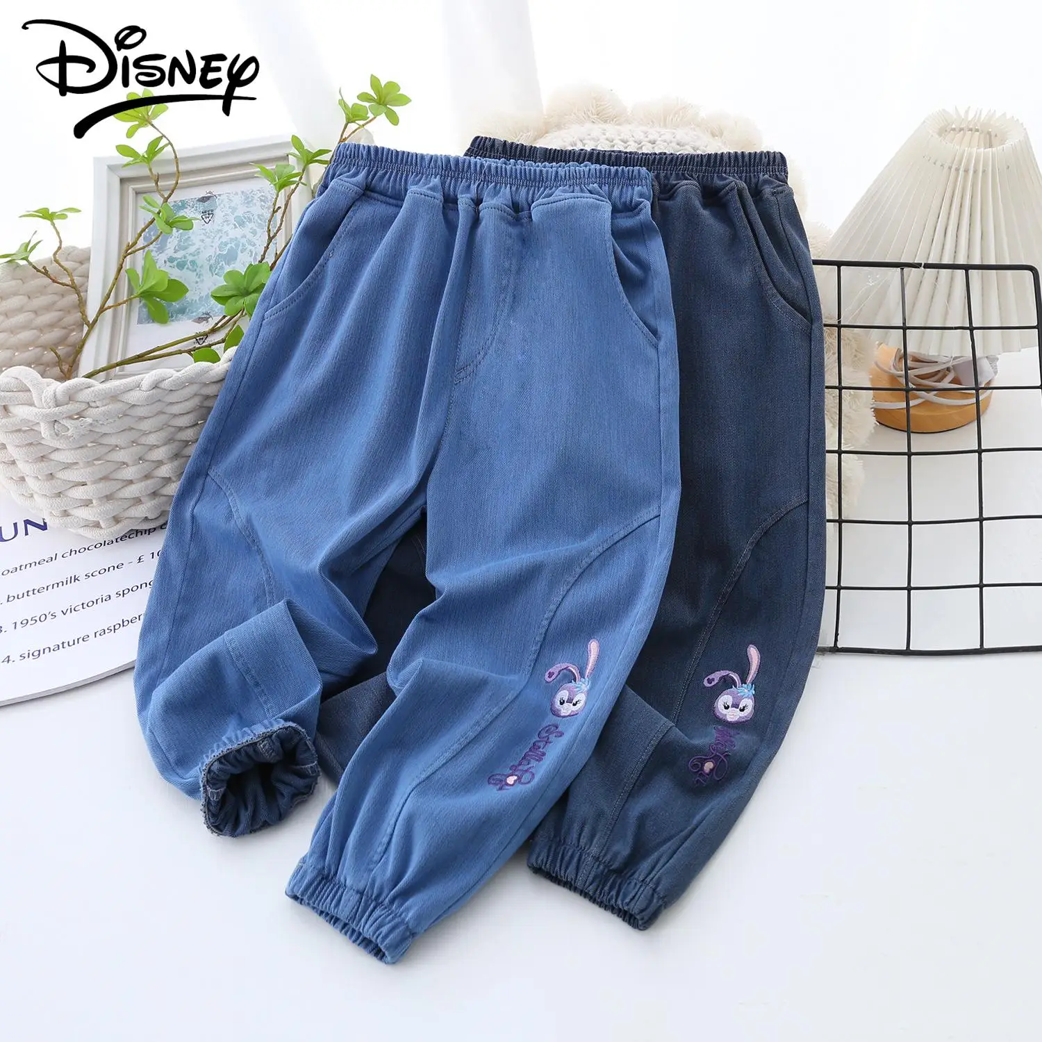 

Cartoon Kawaii Spring New Disney Anime Stellalou Kids Cute Jeans Loose Casual Versatile Stretch Comfortable Boy Girl Gift