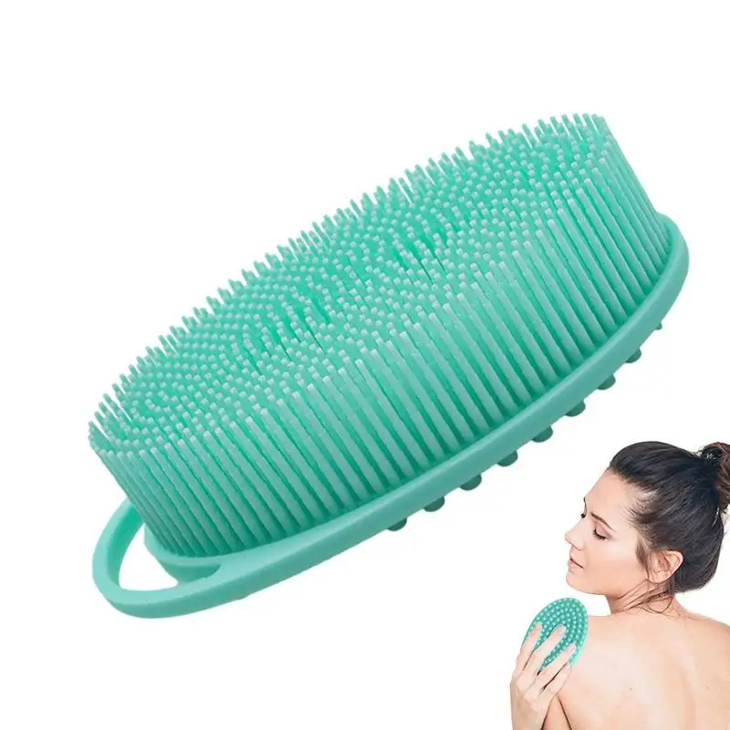 

Silicone Loofah Soft Deep Cleaning Brush Skin Massage Double-sided Bath Accessory With Storage Hook For Back Body Short Hair