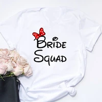 disney t shirts for women summer short sleeves bride squad minnie mouse lovely harajuku female tshirts o neck loose white tops