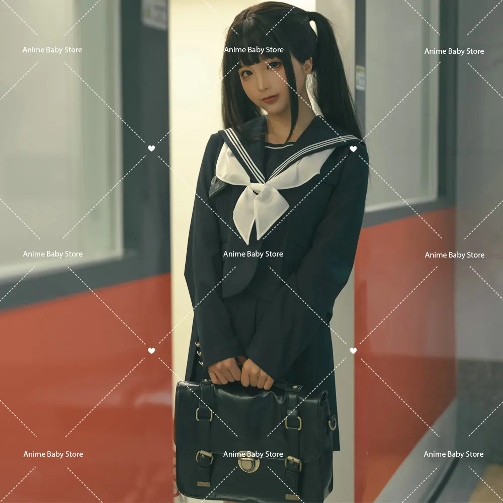 Японская школьная униформа для девочек цвет черный матрос базовый мультфильм