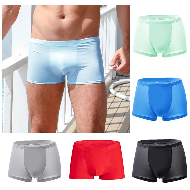 

Underwear Men Panties Ice Silk Boxers Seamless Sexy Underwear New Style Man Ultra-thin Breathable Boxer Shorts Male Underpants