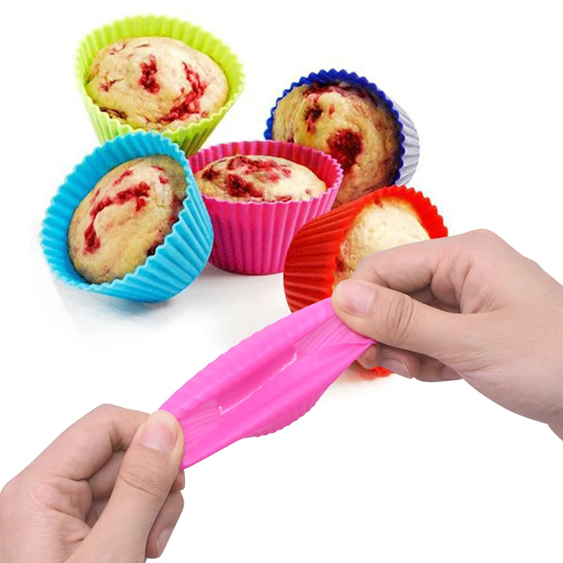 

12pcs Silicone Cake Mold Round Muffin Cupcake Baking Molds Reusable DIY Cake Decorating Tools Wedding Birthday Party Decorations