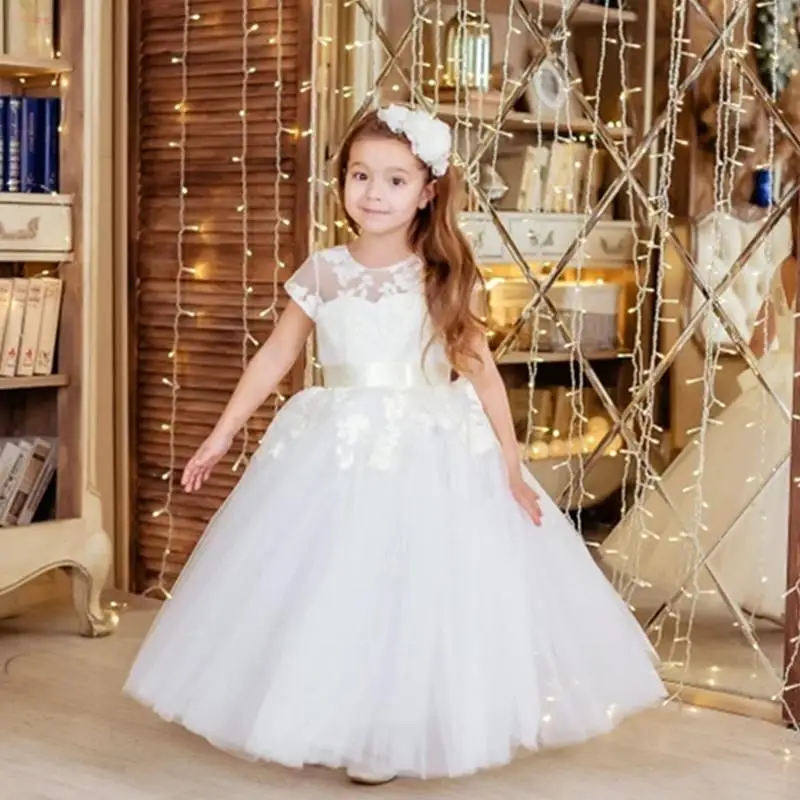 

Stunning Lace Pearls Flowers Flower Girl Dresses Hand Made Flowers Little Girl Wedding Dresses Vintage Pageant Dresses Gowns