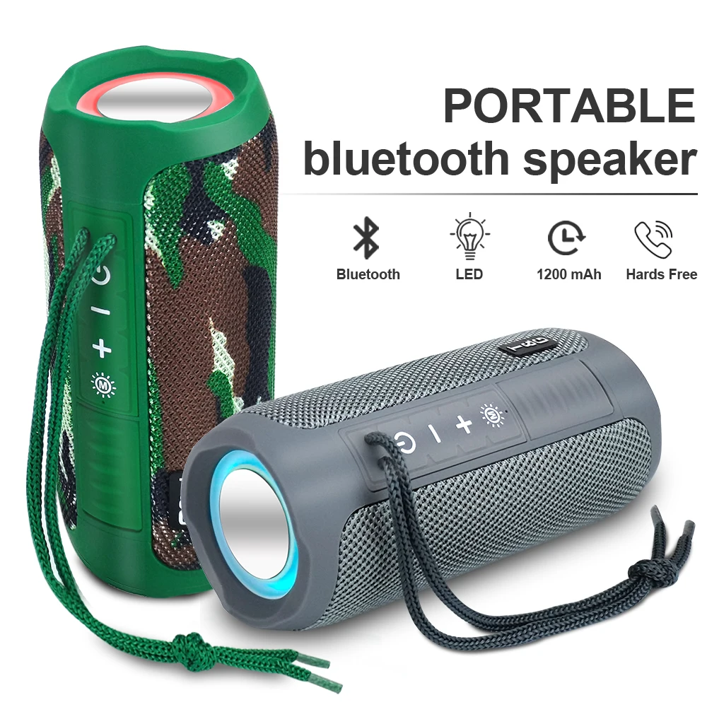

Portable Outdoor Bluetooth Speaker Waterproof Wireless Bass Subwoofer Column Boombox Support TF FM Radio With LED Light PK TG117