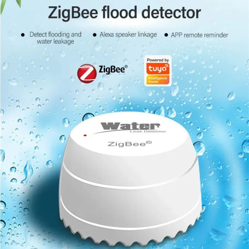 

Tuya Zigbee Water Leakage Detector Water Flood Sensor Warning Function Support Smart Life APP Work With Tuya Zigbee Gateway