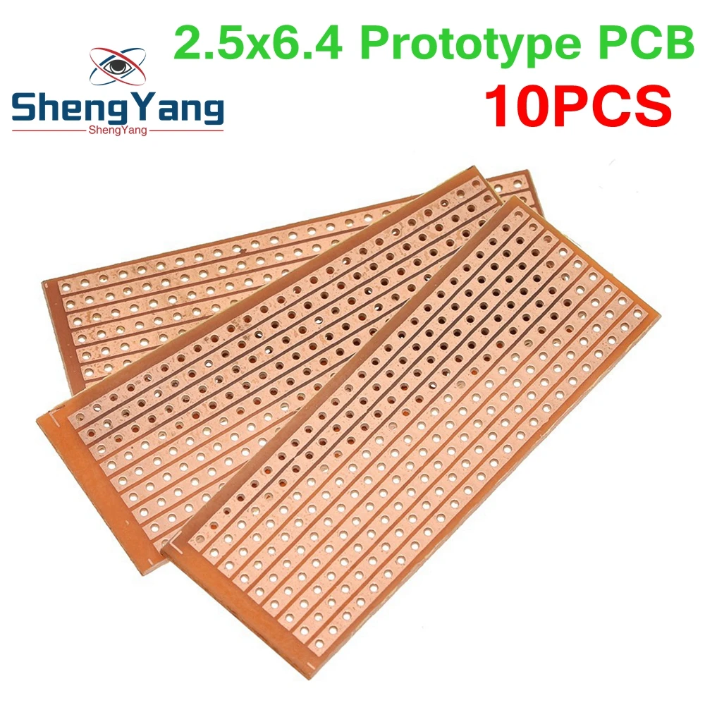 

10PCS DIY 2.5x6.4 2.5*6.4CM Prototype Paper PCB Universal Experiment Matrix Circuit Board Single Row Continuous Hole 25x64mm