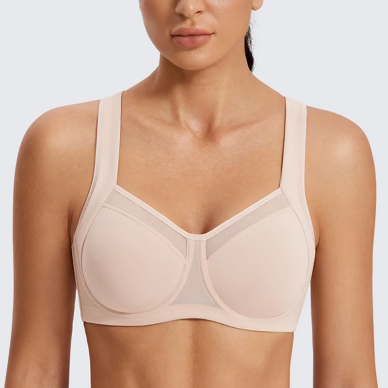 High Impact Sports Bra for Women Full Coverage Non Padded Underwire Female Exercise Running Bra Sportwear 34 36 38 40 C D DD E F