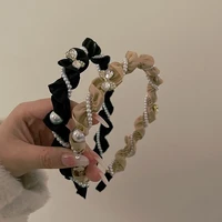 2022 fashion pearl hair hoop hair bands for women girls korean solid color headbands designer hairband hair accessories headwear
