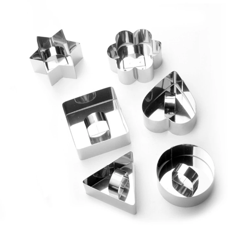 

29EF 6 PCS Cookie Cutters Food Grade Stainless Steel 3D Cartoon Geometric Kids Gift