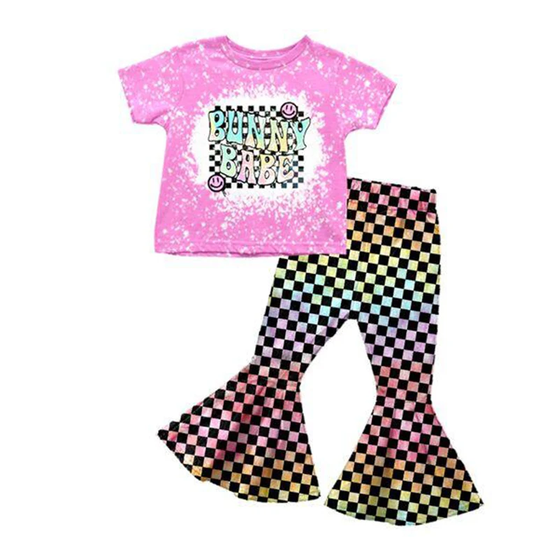 

Пасхальная детская одежда, костюмы для девочек с коротким рукавом и принтом с блестками, костюмы с коротким рукавом для мальчиков, эксклюзивная одежда