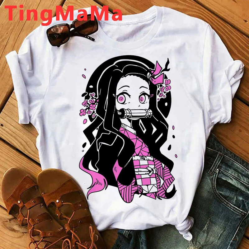 

Мужская винтажная футболка в стиле Харадзюку, топ с рассекающим демонов киметсу, о Yaiba Tanjiro Kamado Nezuko Uzui, лето