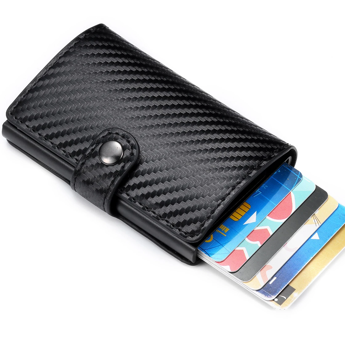 

RFID Business Credit Card Holder Automatic Vintage PU Leather Metal Wallet Card Holder for Men Women