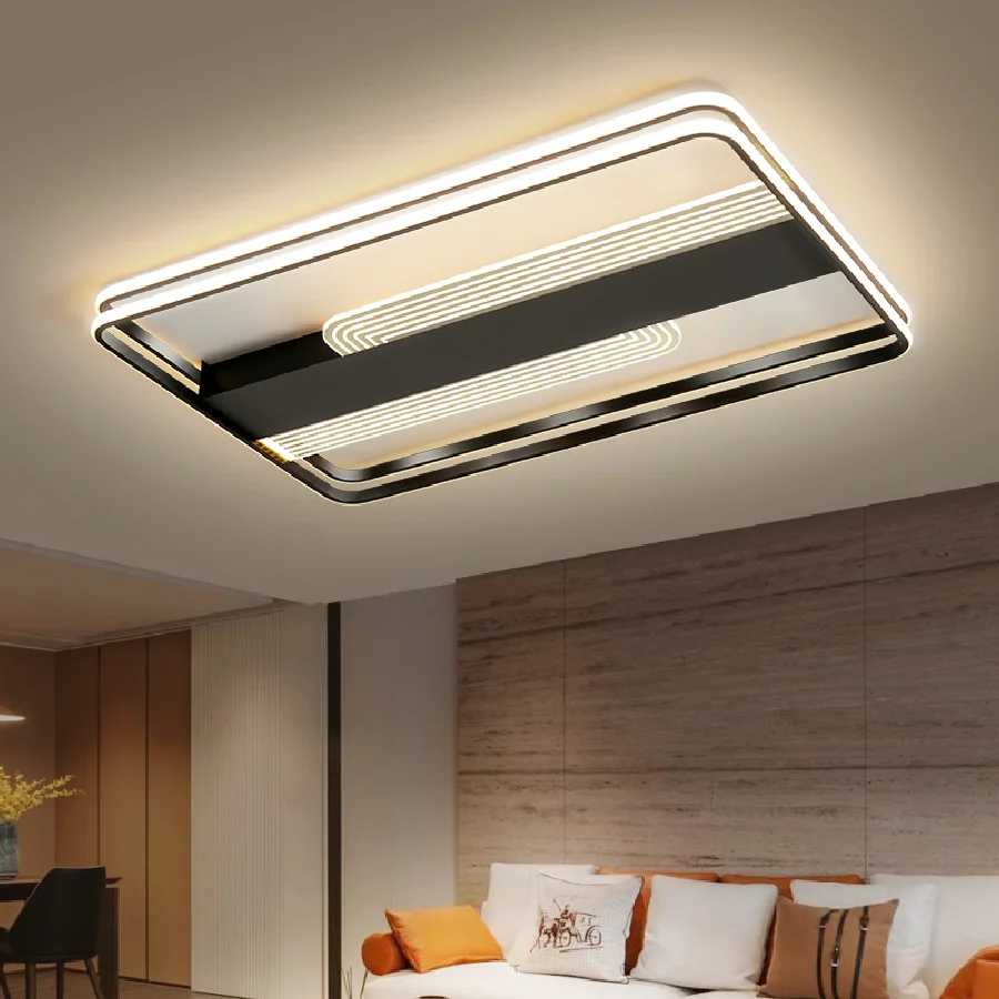 

Black Modern Ceiling Lamp Rectangular Square Round LED Creative Ceiling Light For Dining Living Room Lobby Bedroom Indoor Deco