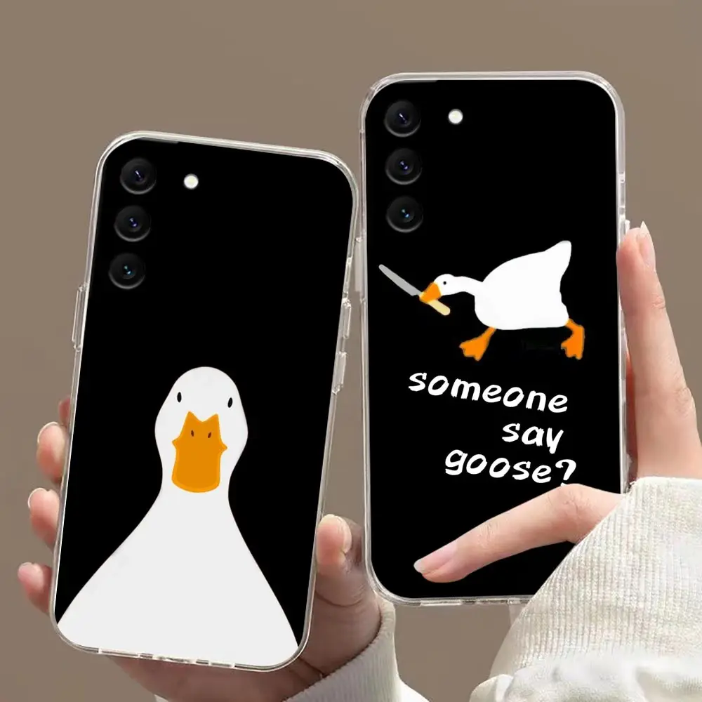 

Clear Funda Case For Samsung S9 S10 S10e S20 S21 S22 S23 Note 10 20 Plus Lite FE Ultra 5G 4G Capa Case Cartoon Duck Goose Game