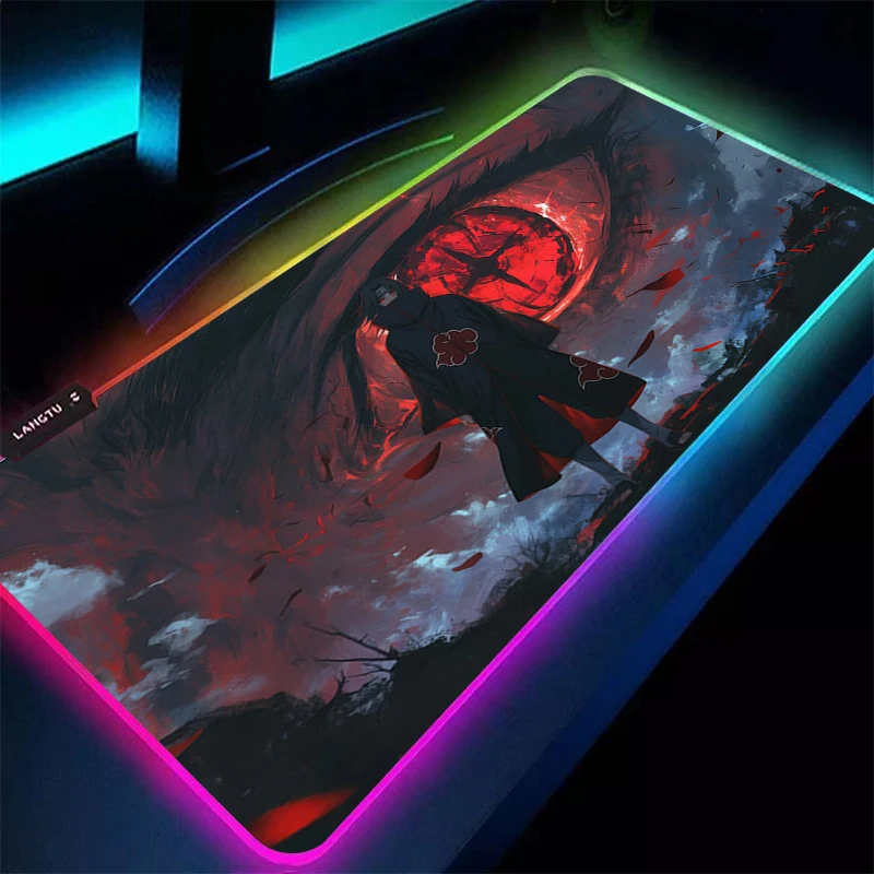 Фото Большой коврик для мыши RGB 90x40 см, Naruto Itachi Uchiha Speed, для игроков в киберспорт, с подсветкой, для ноутбука, компьютера, клавиатуры, светодиодный коврик для мыши XXL №4