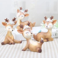 zakka artificial mini sika deer garden miniatures figurine dollhouse cake home decoration crafts
