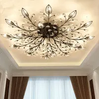 Modern Flush Mount Home Gold Black LED K9 Crystal Ceiling Chandelier Lights Fixture for Living Room Bedroom Kitchen Lamps