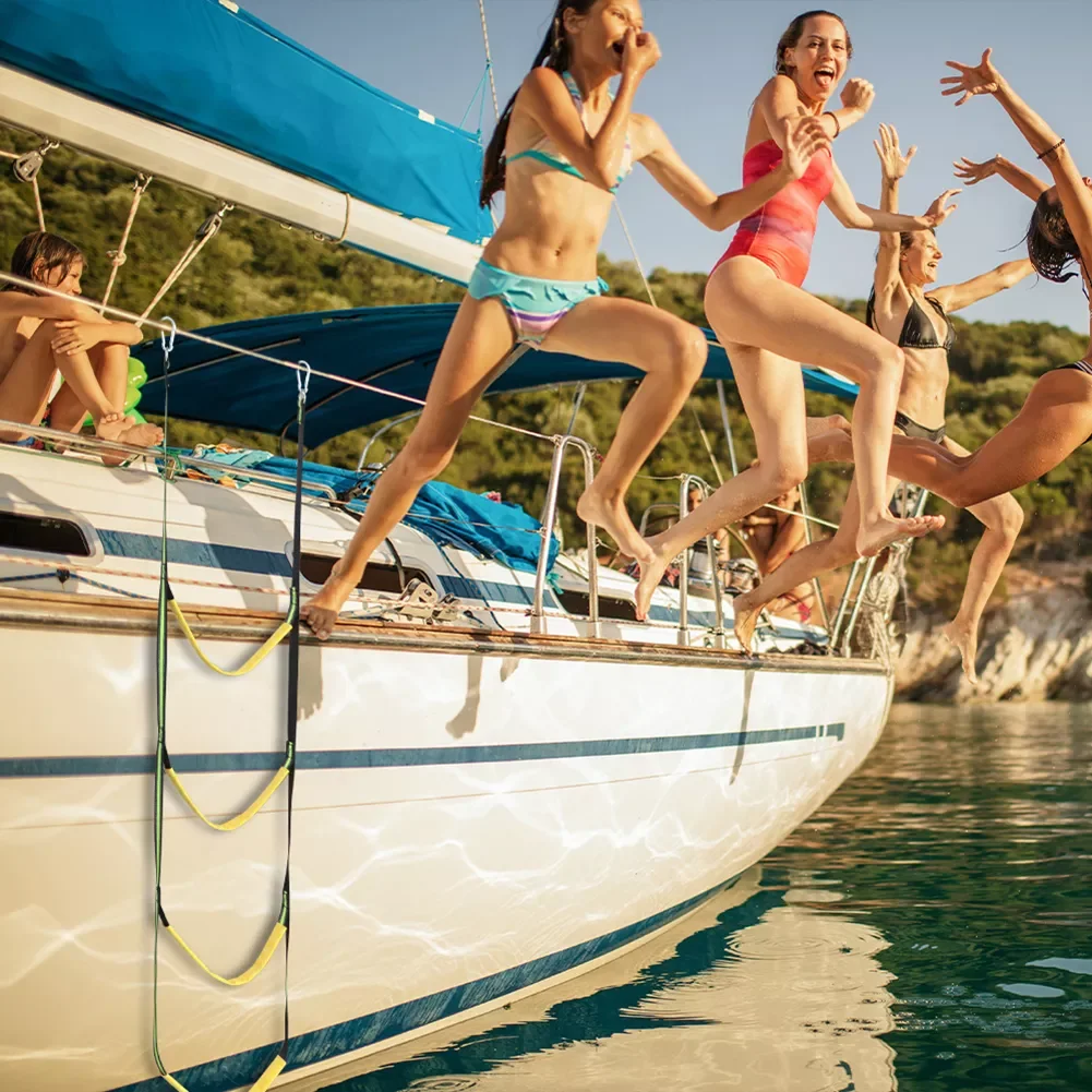 

4-ступенчатая веревочная лестница для лодки, портативная складная лестница для плавания, многоразовая морская веревочная лестница, Прямая ...