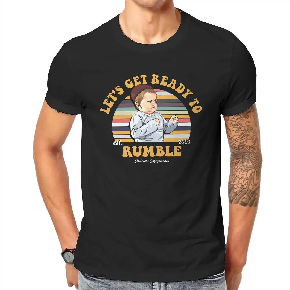 Let's Get Ready To Rumble  T-Shirts Men Pure Cotton T Shirts Hasbulla Magomedov Short Sleeve Tee Shirt Gift Idea Clothing