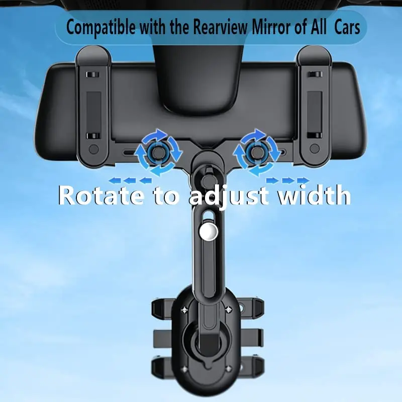 Rearview Mirror Mobile Phone Holder In Car 360° Rotatable Car Phone Support Stand Adjustable Telescopic Phone Holder Mount 2023 images - 6