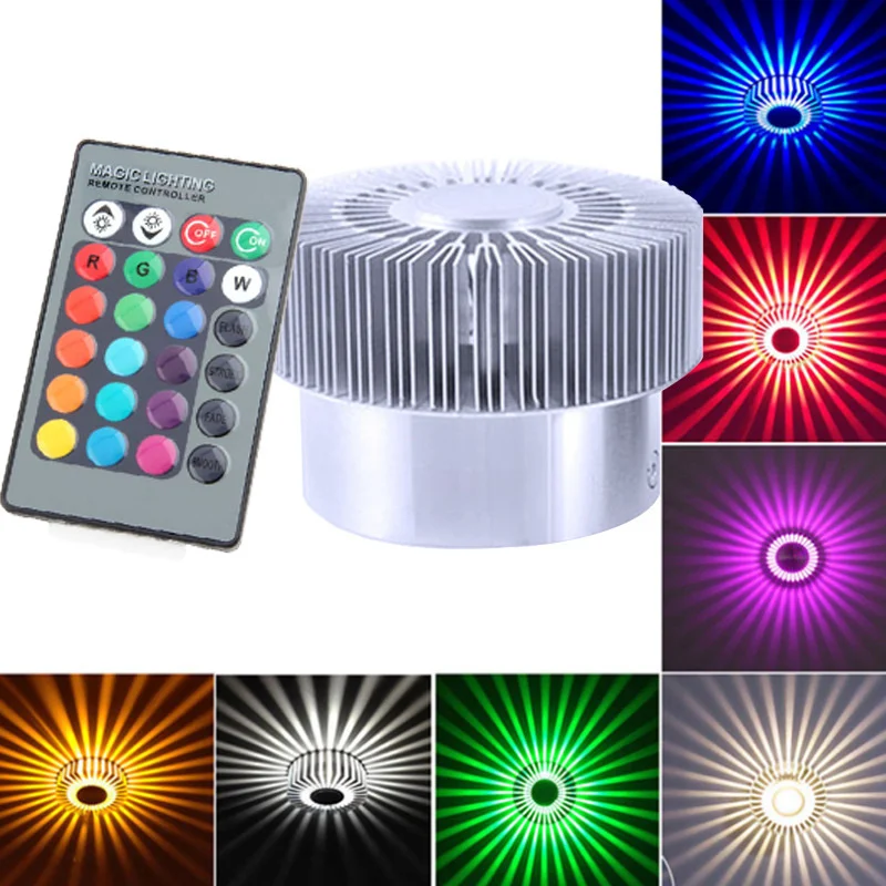 

3W Mounted LED Wall Light RGB Effect Lamp Sunflower Projection Rays AC85-265V Remote Control Corridor Wall Lamp Christmas Light